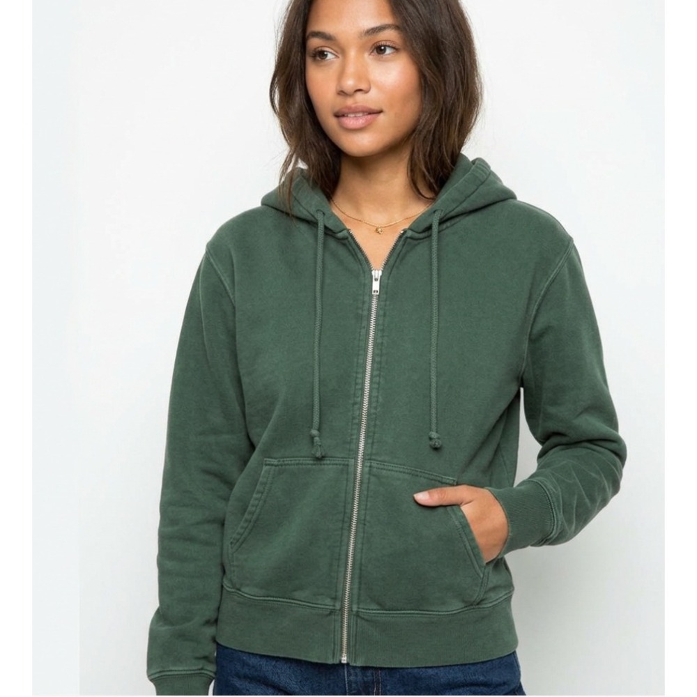 Brandy Melville Forest Green Zip-Up Hoodie
